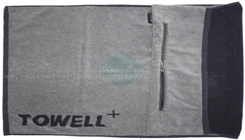 China Bulk wholesale thick microfiber cloths Sport Towels with pocket Exporter Custom Grey Pocket Gym Towell Factory
